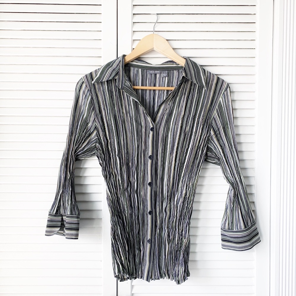 Apt. 9 Stretch Striped Button Down Nwot - image 1
